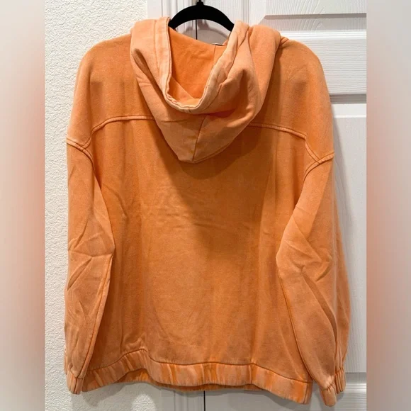 Zenana Outfitters Mineral Washed Orange Hooded Pullover "NEW" - Picture 4 of 9